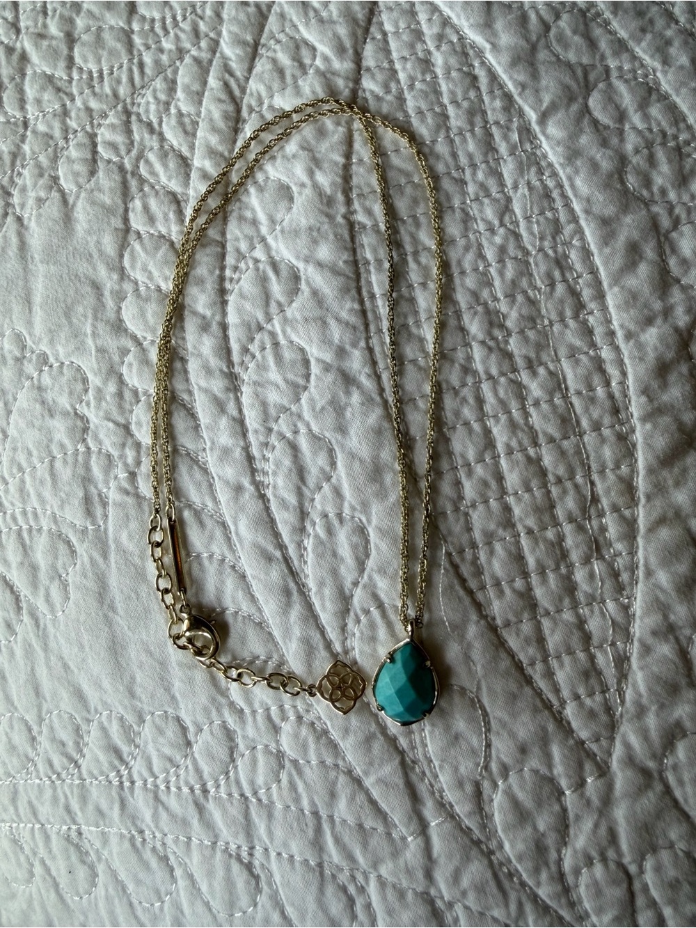Kendra Scott Gold-Tone Necklace with Teardrop Turquoise Pendant